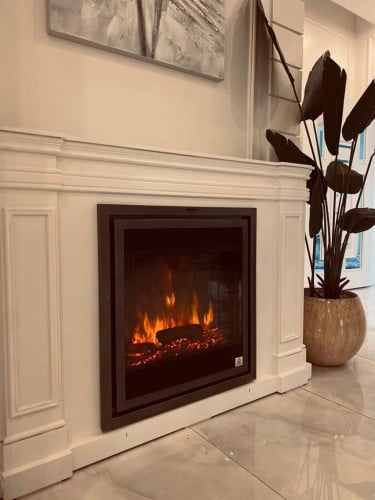 ديكور خشبي مع جهاز تدفئة عامودي