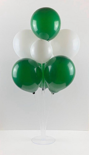 قاعدة للبالونات ( 7 أعمدة ) مع بالونات أبيض و أخضر