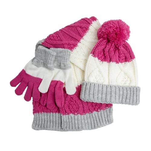 باتريك طقم قبعة+وشاح+كفوف شتوي بناتي