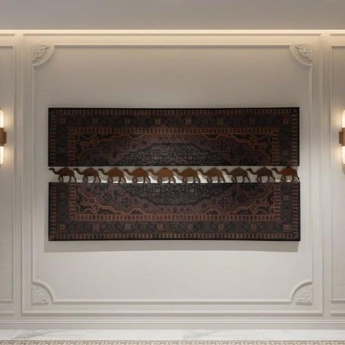 لوحة جدارية تراثية لقافلة الإبل بتصميم فاخر