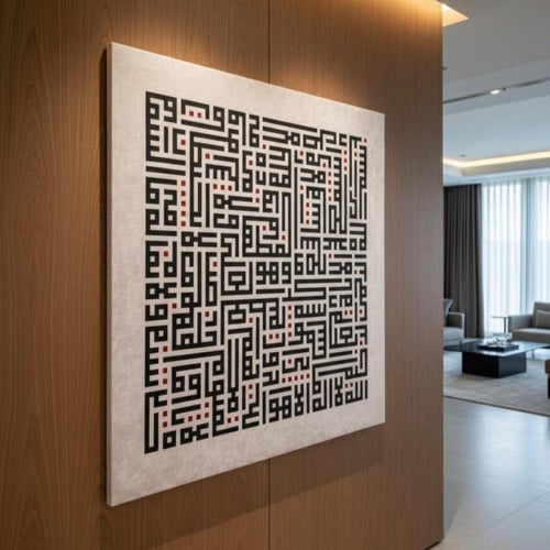 لوحة ايه الكرسي بالخط الكوفي