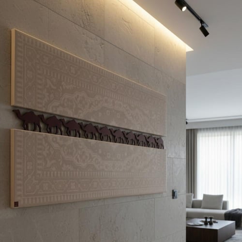 لوحة جدارية تراثية لقافلة الإبل بتصميم فاخر