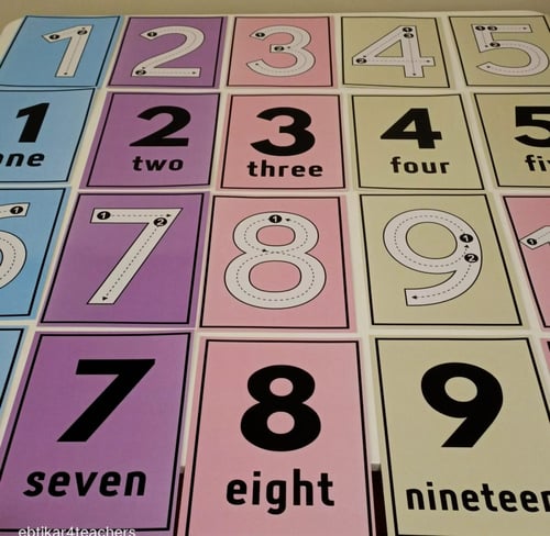 بطاقات الأرقام الانجليزية 1- 20(Trace Numbers)