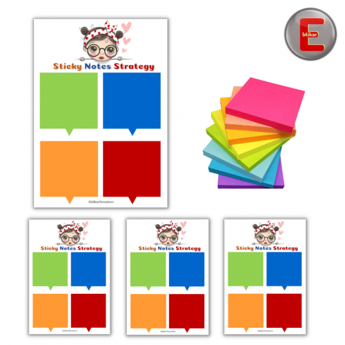 النوتات اللاصقة ( 4 بطاقات و4 نوتات لاصقة )