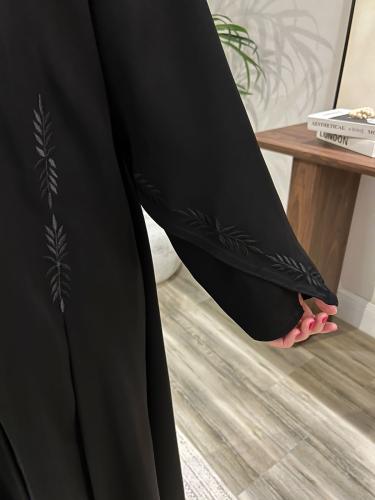 Korean crepe abaya with blazer, embroidery, and pleats at the front and back
