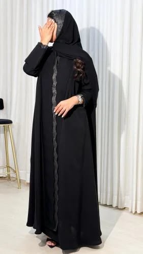 M26 Abaya with wide flare and Feteet in front and on the sleeves