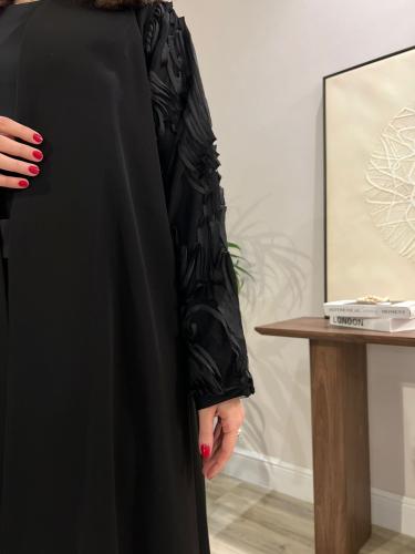 Korean crepe abaya with broken thread sleeves
