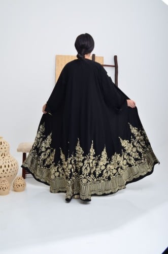 عباية تطريز ذهبي حاشية