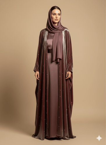 عباية مخمل لؤلؤ M62
