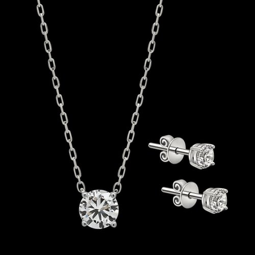 قلادة و حلق سوليتير اي ڤي