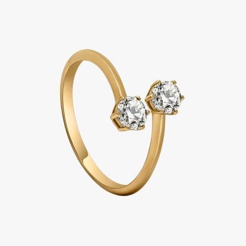 خاتم التقاء سوليتير اي ڤي نص قيراط