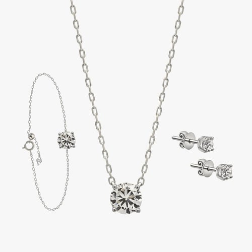 قلادة و سوارة و حلق سوليتير اي ڤي