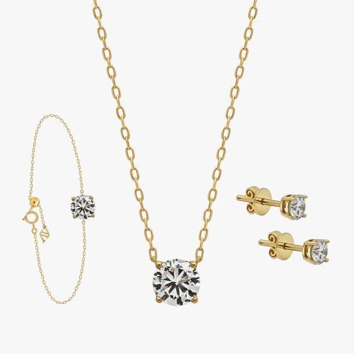 قلادة و سوارة و حلق سوليتير اي ڤي