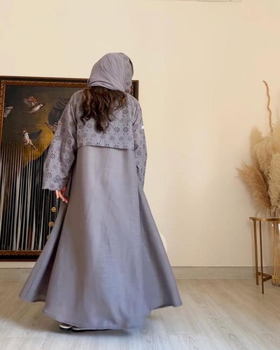 Floral Linen Abaya