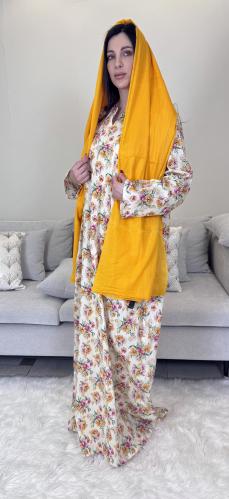 A dress with a headscarf