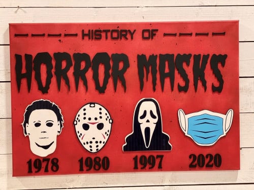 لوحة كانفس خشب حفر ليزر كاركتير كورونا مقاس80في50س...