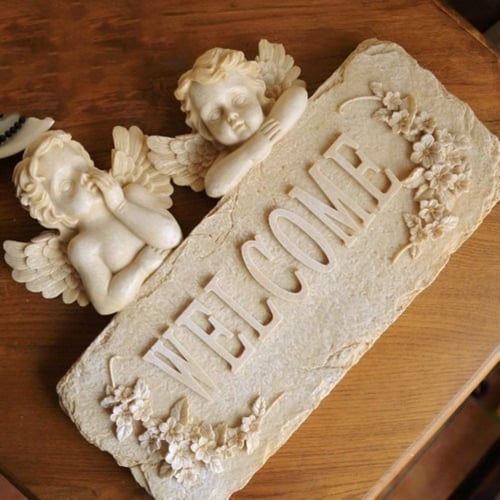 لوحة ديكور ترحيبية بشكل أطفال ملائكة welcome