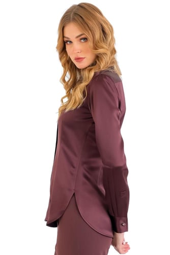 قميص حرير - بني