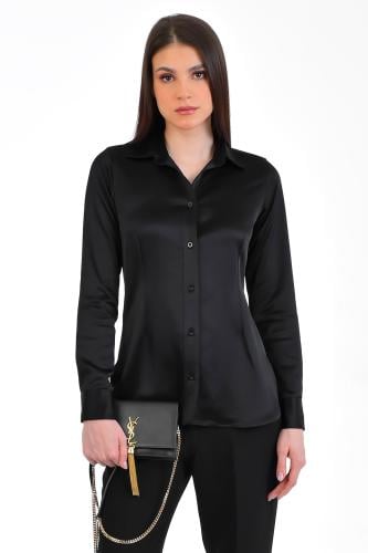 قميص حرير - أسود