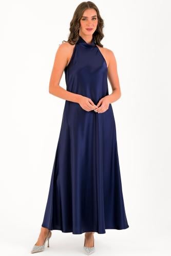 فستان حرير لمعة - كحلي