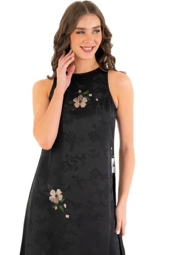 فستان حرير - فلاورد أبيض