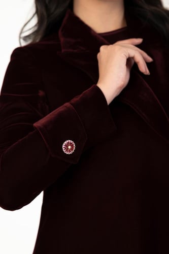 كاجوال بليزر - مخمل برغندي