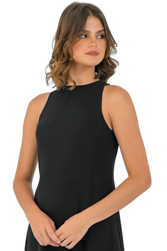 فستان حرير مطفي - اسود