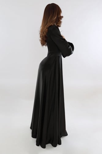 فستان كلوش طويل - أسود