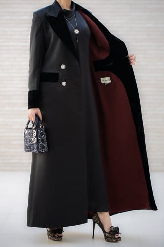 CLASSIC BLACK-Burgandy ABAYA