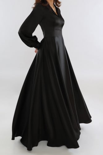 فستان كلوش طويل - أسود