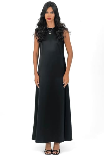 فستان حرير لمعة - اسود