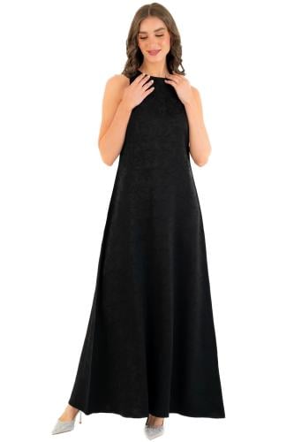 فستان حرير - فلاورد اسود