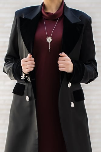 CLASSIC BLACK-Burgandy ABAYA