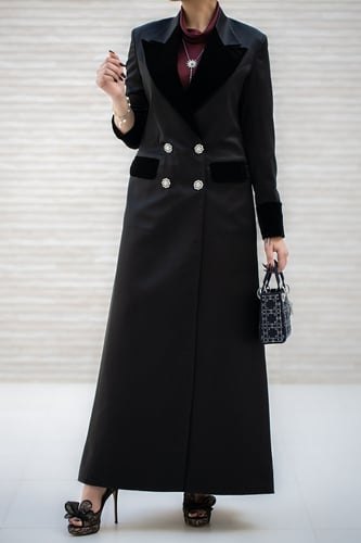 CLASSIC BLACK-Burgandy ABAYA