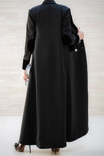 CLASSIC BLACK-Burgandy ABAYA