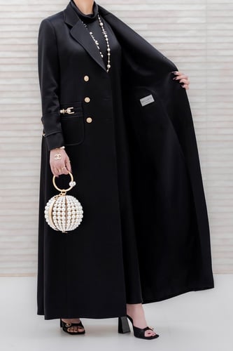 بيرل عباية - أسود لمعة