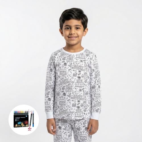 بجامة يوم ميلاد أطفالك باللوانهم المفضلة - طبعة يو...