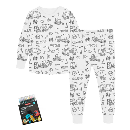 بجامة طفلك بألوانه المفضلة - طبعة شاحنات (مع علبة...