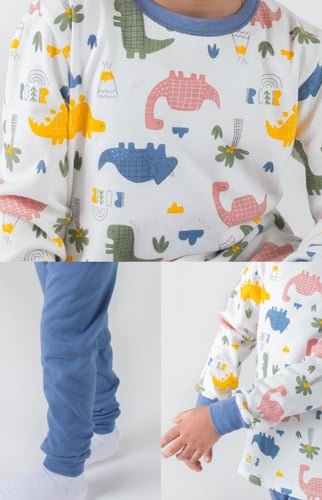 بجامة برسومات داينصورات مناسبة للبنين والبنات