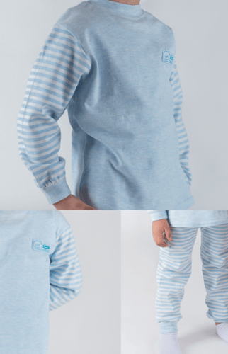 بجامة مخططة قطنية زرقاء