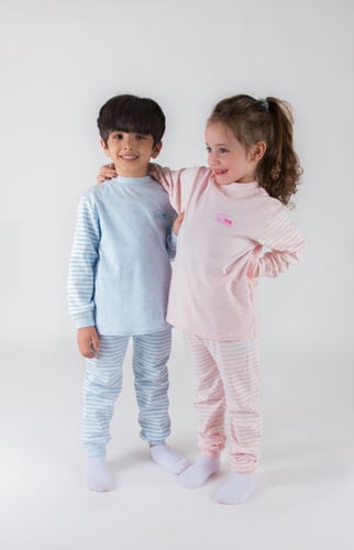 بجامة مخططة قطنية بناتي.