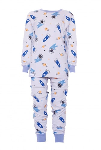 بجامة رمادية برسومات صاروخ رائد الفضاء