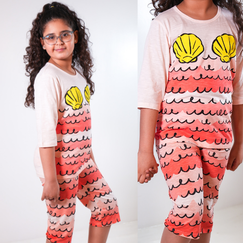 طقم حورية البحر من القطن للفتيات