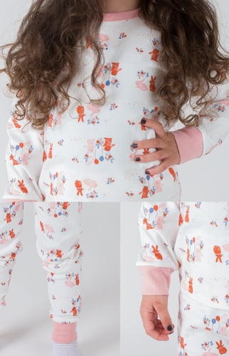 بجامة قطنية للفتيات برسومات أرانب مرحة