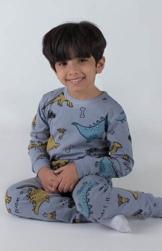 بجامة قطنية للاولاد برسوم ديناصورات