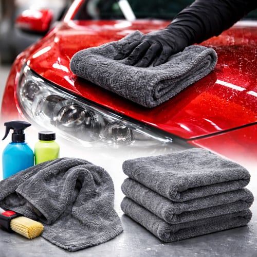 منشفة نانو رصاصية 40×40 من لمسات لتلميع السيارات ب...
