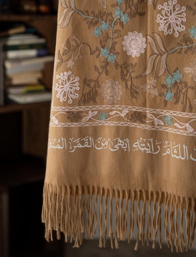 شال كشميري صوف - بيج