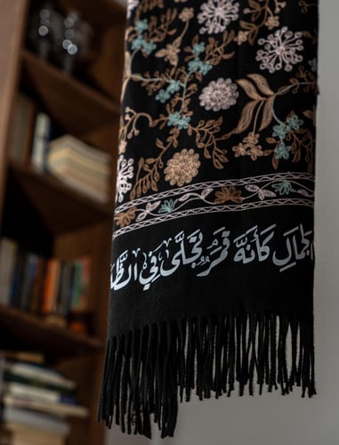 شال كشميري صوف - أسود