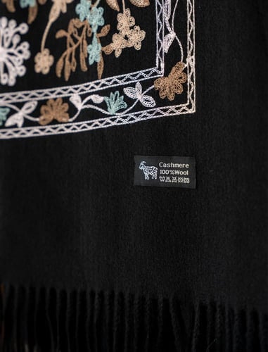 شال كشميري صوف - أسود