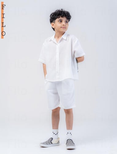 قميص كتان كم قصير (سكري)